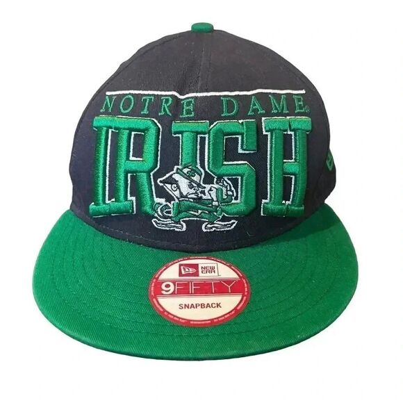 New Era Notre Dame Arch Snap Navy Blue/Green Hat - Picture 2 of 5